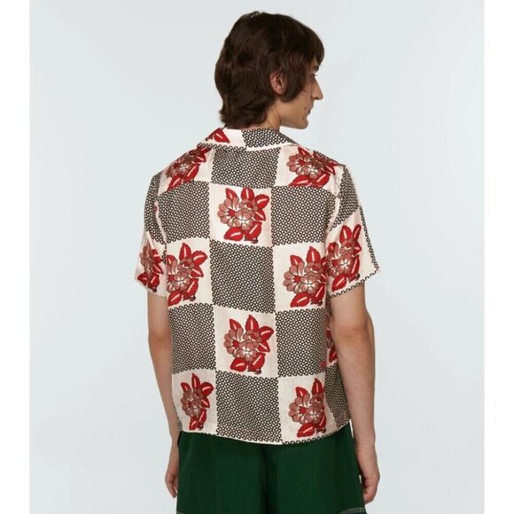 Bode Checker Bloom Floral Silk Bowling Shirt S/M Mens New - Picture 13 of 16